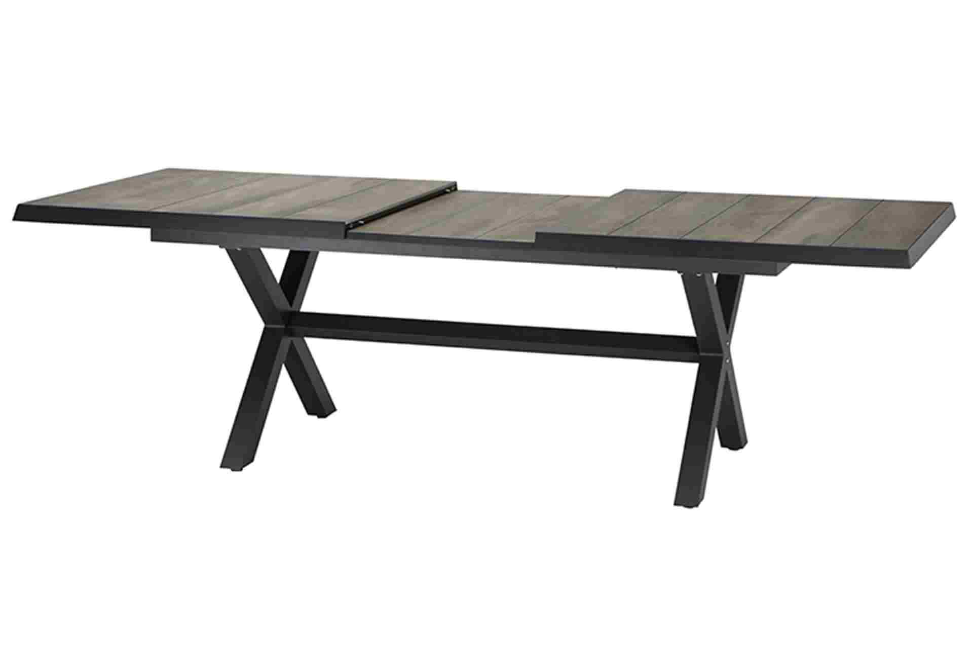 SIENA GARDEN Corido Sitzgruppe, 205/265x103cm Diningsessel, charcoal, / Sincro Alu / Ausziehtisch Gardino®-Geflecht, 6