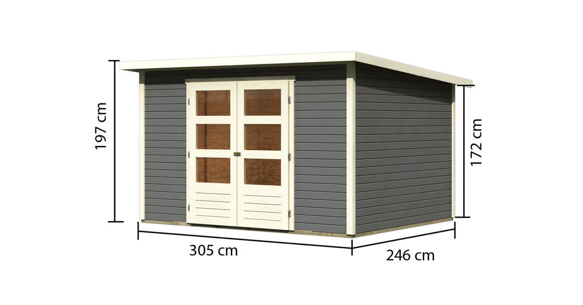 Karibu 19mm Gartenhaus Stockach 5 Terragrau