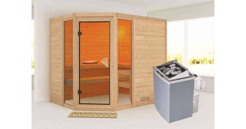 Karibu Sauna Sinai 3 + 9kW Saunaofen mit integr. Steuerung